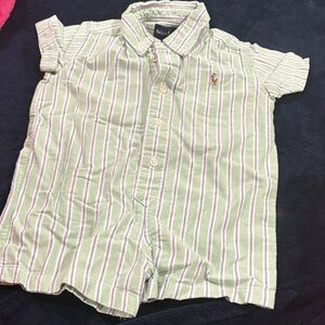 Ralph Lauren Kids Shirt with Green and White Stripes